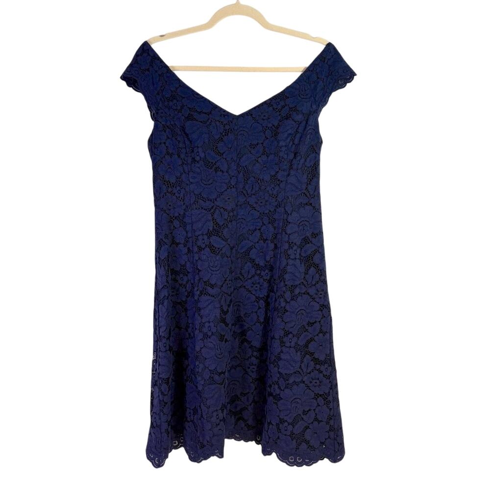 Vince Camuto Elegant Navy Lace Off-Shoulder Dress Size 10 AA0512